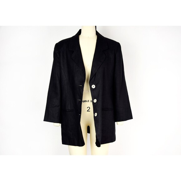 1980s Linen Blazer Size Medium 80s Minimalist Blazer Menswear Style Blazer - Picture 1 of 9